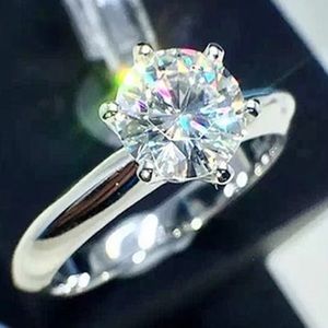 Tiffany Style 1 carat round engagement wedding band ring